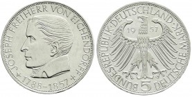Münzen der Bundesrepublik Deutschland, Gedenkmünzen, 5 Deutsche Mark, Silber, 1952-1979
Eichendorff 1957 J. vorzüglich/Stempelglanz