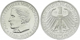 Münzen der Bundesrepublik Deutschland, Gedenkmünzen, 5 Deutsche Mark, Silber, 1952-1979
Eichendorff 1957 J. vorzüglich