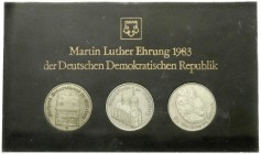 Münzen der Deutschen Demokratischen Republik, Gedenkmünzen der DDR
Themensatz Martin-Luther-Ehrung: 5 Mark 1983. Schloßkirche, Wartburg 1983 und Luthe...