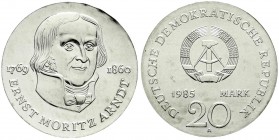 Münzen der Deutschen Demokratischen Republik, Gedenkmünzen der DDR
20 Mark 1985 A, Arndt. Randschrift läuft links herum. Stempelglanz