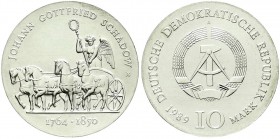 Münzen der Deutschen Demokratischen Republik, Gedenkmünzen der DDR
10 Mark 1989 A, Schadow. Randschrift läuft links herum. Stempelglanz