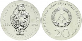 Münzen der Deutschen Demokratischen Republik, Gedenkmünzen der DDR
20 Mark 1990 A, Schlüter. Randschrift läuft links herum. Stempelglanz