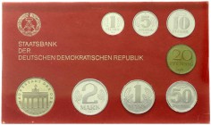 Münzen der Deutschen Demokratischen Republik, Kursmünz- und Gedenksätze
Kursmünzensatz von 1 Pfennig bis 5 Mark 1982. In Hartplastik, Inlett rot. (Ori...