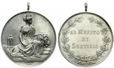 Orden und Ehrenzeichen, Italien, Königreich, 1861-1946
Silberne Verdienstmedaille für Stadtwachendienst o.J.(1906) von Giorgi. 36 mm; 21,78 g. sehr sc...