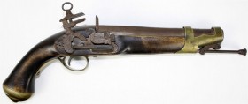 Militaria, Schusswaffen
Replik einer Steinschloss-Pistole der königlichen spanischen Leibwache. Länge 36 cm.