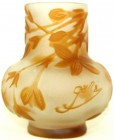 Varia, Glas
Kl. rote Vase, von Emile Galle mit Blumendekor. Höhe 82 mm.