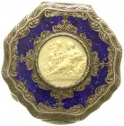 Varia, Silber
Emaillierte Puderdose, Silber 800, mit Elfenbeinmedaillon und Spiegel im Deckel. Achteckig, 80 X 80 mm; 104,63 g.