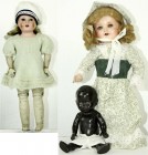 Varia, Spielzeug, Puppen und Teddybären
Posten von 27 alten Puppen, u.a. Schildkröt-Puppen, Schoberl & Becker, eine große Puppe mit Ziegenlederkorpus ...