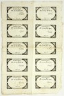 Banknoten, Ausland, Frankreich, Erste Republik, 1794-1799
Assignatenbogen zu 10 X 5 Livres o.J. Einseitig, Serie 219. Alle mit verschiedenen Unterschr...
