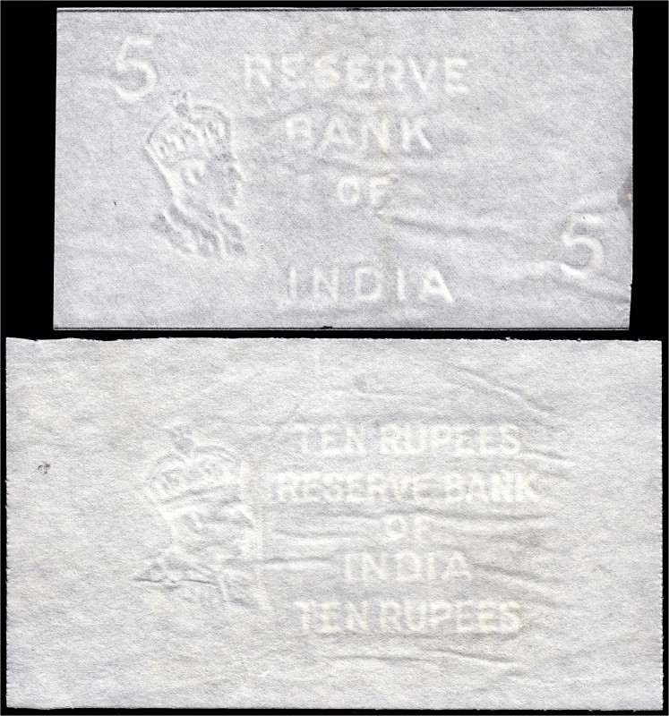 Banknoten, Ausland, Indien
Reserve Bank of India, 5 und 10 Rupien 1937, als Blin...