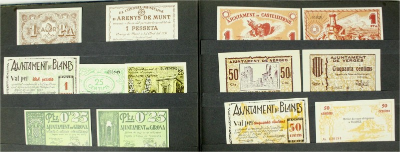Banknoten, Ausland, Spanien, Lots
Ca. 220 Bürgerkriegsausgaben 1937, von 10 Cent...