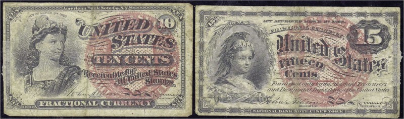 Banknoten, Ausland, Vereinigte Staaten von Amerika
10 und 15 Cents 3.3.1863. bei...