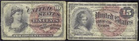 Banknoten, Ausland, Vereinigte Staaten von Amerika
10 und 15 Cents 3.3.1863. beide IV