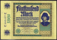 Banknoten, Die deutschen Banknoten ab 1871 nach Rosenberg, Deutsches Reich, 1871-1945
5000 Mark 16.9.1922. Serie E. I-