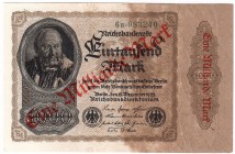 Banknoten, Die deutschen Banknoten ab 1871 nach Rosenberg, Deutsches Reich, 1871-1945
1 Mrd. Mark 15.12.1922. Ohne Bogen Wz. Überdruck nur auf der Vs....