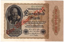Banknoten, Die deutschen Banknoten ab 1871 nach Rosenberg, Deutsches Reich, 1871-1945
1 Mrd. Mark 15.12.1922. Mit Bogen Wz. 3. Überdruck der Vs. orang...