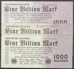 Banknoten, Die deutschen Banknoten ab 1871 nach Rosenberg, Deutsches Reich, 1871-1945
3 verschiedene 1 Bio. Mark 1.11.1923. KN 8-stellig, Serie E, KN ...