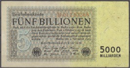 Banknoten, Die deutschen Banknoten ab 1871 nach Rosenberg, Deutsches Reich, 1871-1945
5 Bio. Mark 1.11.1923. Reichsdruck. KN 8-stellig, Serie B . III,...