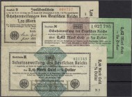 Banknoten, Die deutschen Banknoten ab 1871 nach Rosenberg, Deutsches Reich, 1871-1945
3 Stück: Schatzanweisung zu 0,42; 1,05; 2,10 Gold Mark 23. und 2...
