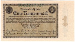 Banknoten, Die deutschen Banknoten ab 1871 nach Rosenberg, Deutsches Reich, 1871-1945
1 Rentenmark 1.11.1923. KN 8-stellig, Serie K. I-