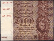 Banknoten, Die deutschen Banknoten ab 1871 nach Rosenberg, Deutsches Reich, 1871-1945
3 X 1000 Reichsmark 22.2.1936. Serie G/A, mit fortlaufenden Nr. ...