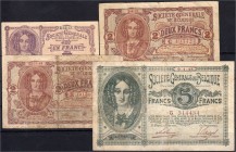 Banknoten, Die deutschen Banknoten ab 1871 nach Rosenberg, Deutsches Reich, 1871-1945, Deutsche Militär- und Besatzungsausgaben 1914-1918
Belgien: 1 F...