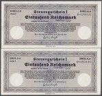 Banknoten, Die deutschen Banknoten ab 1871 nach Rosenberg, Deutsches Reich, 1871-1945, Papiergeldähnl. Wertpapiere/Steuergutscheine, 1933/45
2 X Steue...