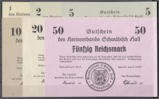 Banknoten, Die deutschen Banknoten ab 1871 nach Rosenberg, Deutsches Reich, 1871-1945, Notausgaben im Frühjahr 1945
Schwäbisch Hall: 1, 2, 5, 10, 20 u...