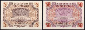 Banknoten, Die deutschen Banknoten ab 1871 nach Rosenberg, Deutschland unter alliierter Besatzung, 1945-1948
Rheinland-Pfalz, 5 und 50 Pfennig Landesr...