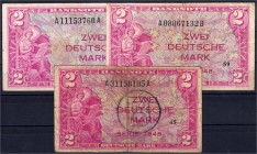 Banknoten, Die deutschen Banknoten ab 1871 nach Rosenberg, Westliche Besatzungszonen und BRD, ab 1948
3 X 2 Deutsche Mark, Serie 1948. Normal-Ausgabe ...