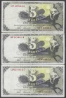 Banknoten, Die deutschen Banknoten ab 1871 nach Rosenberg, Westliche Besatzungszonen und BRD, ab 1948
3 X 5 Deutsche Mark 9.12.1948. alle III