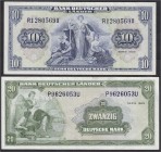 Banknoten, Die deutschen Banknoten ab 1871 nach Rosenberg, Westliche Besatzungszonen und BRD, ab 1948
2 Stück: 10 und 20 Deutsche Mark 22.8.1949, Seri...