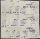 Banknoten, Deutsches Notgeld und KGL, Altenbach (Oberelsass)
Bürgermeister der Gemeinde: 13 Scheine aus mit Papier beklebtem Kattun (Leinen) o.D. (191...
