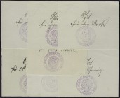 Banknoten, Deutsches Notgeld und KGL, Ammerschweier (Elsass)
Bürgermeisteramt: 7 Scheine von 25 Pf. bis 5 Mark o.D. (1914). Ca. 1916 hergestellte Neua...
