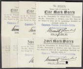 Banknoten, Deutsches Notgeld und KGL, Antonienhütte (Schlesien)
Consum-Verein: 7 Scheine zu 1 und 2 Mark Waren o.D. (1914). Verschiedene Verfallsdaten...