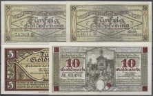 Banknoten, Deutsches Notgeld und KGL, Bamberg (Bayern)
Stadt: 2 X 50 Goldpf. (1 X dezentriert), 5 und 10 Goldmark November 1923. alle I und I-
