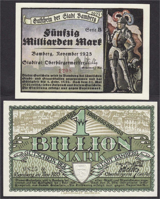 Banknoten, Deutsches Notgeld und KGL, Bamberg (Bayern)
Stadt: 50 Mrd. ("Wer schr...