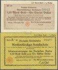 Banknoten, Deutsches Notgeld und KGL, Berlin
Reichsverkehrsminister/Reichsbahn: 2 Wertbeständige Notgeldscheine, 2,10 Mark Gold 23.10.1923 und 1,05 Ma...