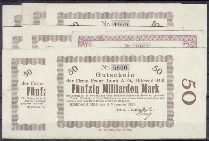 Banknoten, Deutsches Notgeld und KGL, Biberach (Württ.)
23 Scheine der Stadt, de...