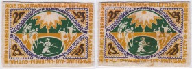 Banknoten, Deutsches Notgeld und KGL, Bielefeld (Westfalen), Notgeld besonderer Art
25 Mark 2.4.1922, Druck ocker statt orange. Beidseitig Rückseite. ...