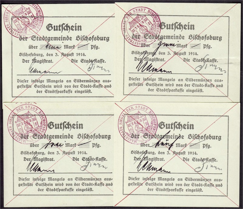 Banknoten, Deutsches Notgeld und KGL, Bischofsburg (Ostpr.)
Stadtgemeinde: 4 Sch...