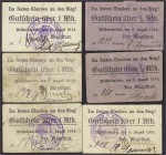 Banknoten, Deutsches Notgeld und KGL, Bischofswerder (Westpr.)
Magistrat: 6 Scheine zu 1/2 und 1 Mark 5. und 8.8.1914. Auch die beiden seltenen Schein...