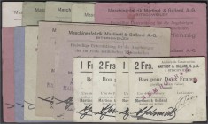 Banknoten, Deutsches Notgeld und KGL, Bitschweiler (Elsass)
Maschinenfabrik Martinot & Galland A.G.: 14 verschiedene Scheine o.D. (1914). Von 20 Pf. b...