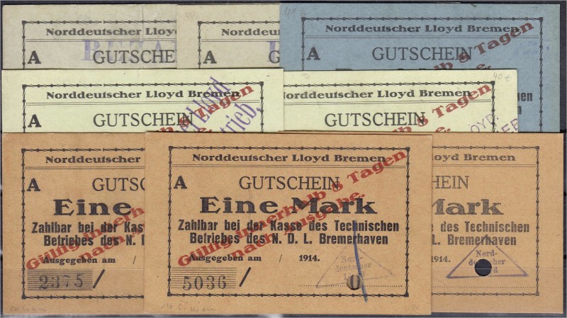Banknoten, Deutsches Notgeld und KGL, Bremerhaven
Norddeutscher Lloyd: 8 verschi...