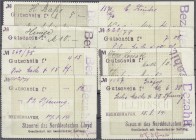 Banknoten, Deutsches Notgeld und KGL, Bremerhaven
Stauerei des Norddeutschen Lloyd GmbH. 8 verschiedene Scheine 1914, Gezähnte Formulare, versch. Date...