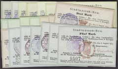 Banknoten, Deutsches Notgeld und KGL, Colmar (Elsass)
Stadtkasse: 21 Scheine von 50 Pf. bis 5 Mark 6.8.1914. Alles Var. nach Typen, KN, Stempel, etc. ...