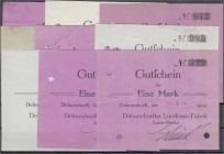 Banknoten, Deutsches Notgeld und KGL, Delmenhorst
Linoleum Fabrik Anker-Marke: 10 verschiedene Scheine 1914. Alle mit verschiedenen Daten und Untersch...