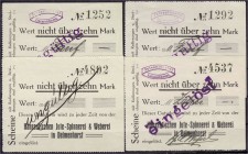Banknoten, Deutsches Notgeld und KGL, Delmenhorst
Hanseatische Jute-Spinnerei & Weberei: 4 verschiedene Scheine o.J. (1914). 5 und 10 Mark jeweils mit...