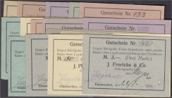 Banknoten, Deutsches Notgeld und KGL, Einswarden (Oldenburg)
J. Frerichs & Co. Aktiengesellschaft: 17 verschiedene Scheine 1914. Dießner 88.1a, b, c,(...