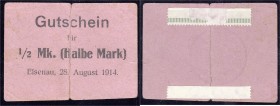 Banknoten, Deutsches Notgeld und KGL, Elsenau (Posen)
Gutsvorstand, 1/2 Mark, 28.8.1914. Rosa. Der einzige Schein in einer Privatsammlung. Der Schein ...